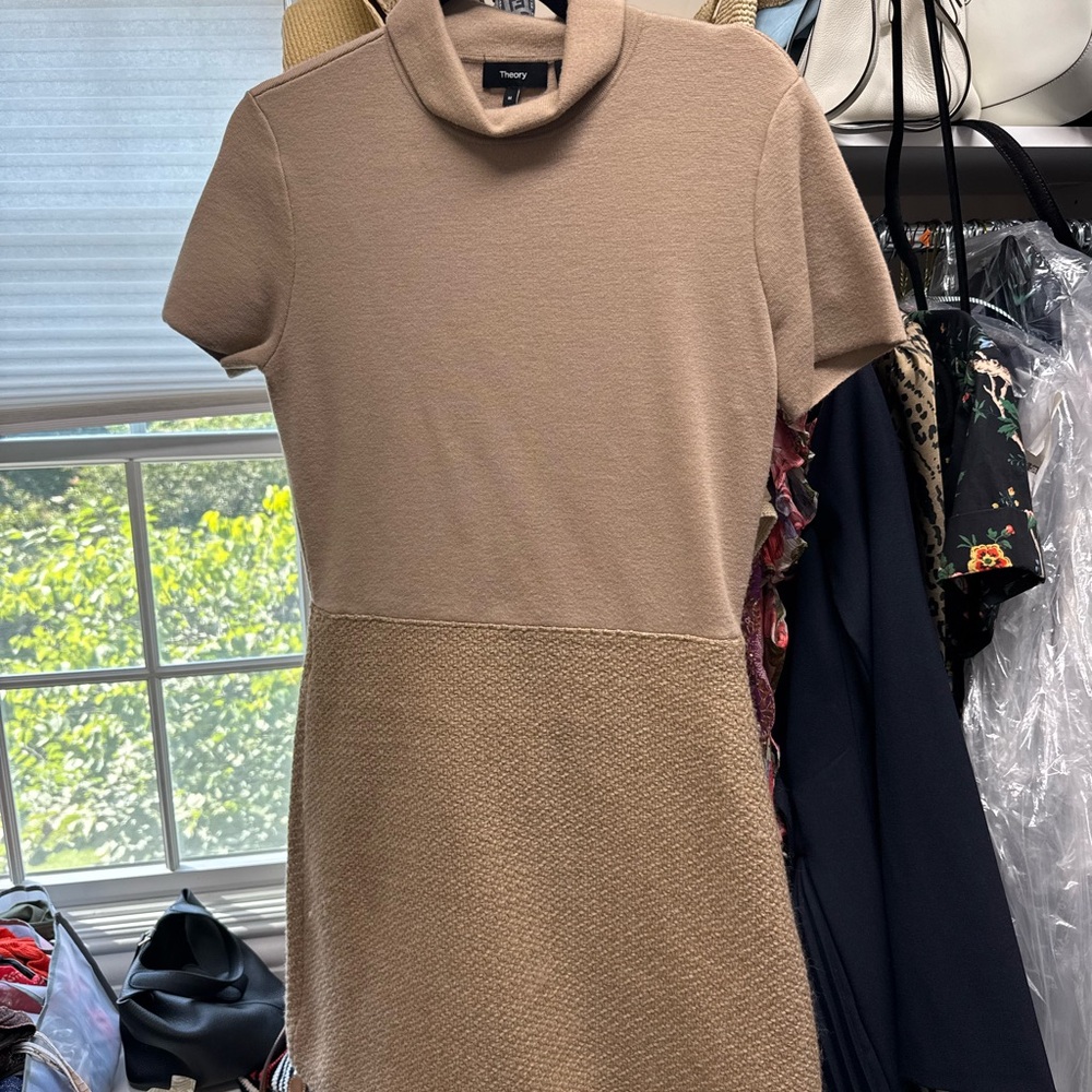 Theory Women's Short-Sleeve Knit Dress in Taupe